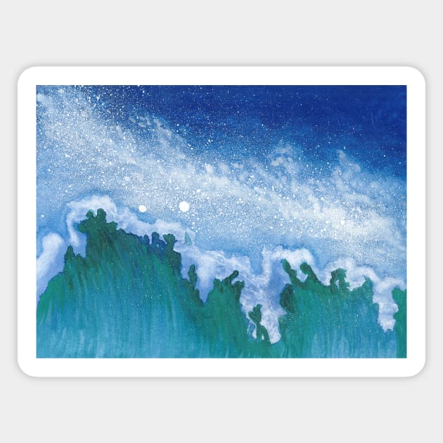 Night Sea ~ Watercolor Painting Sticker by aurin